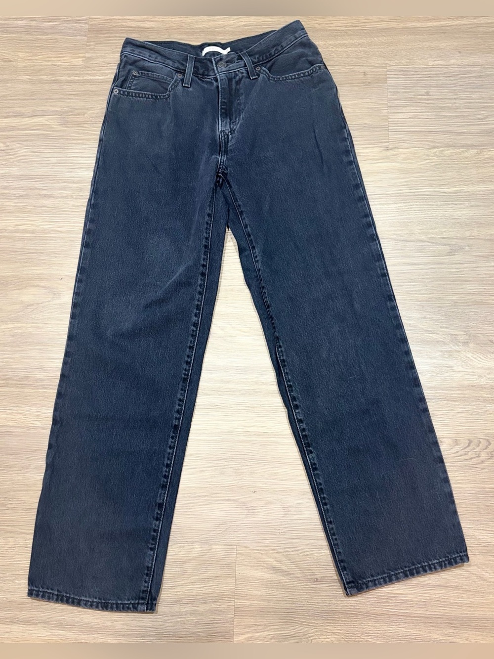 Levis 94 Baggy Jeans Washed Black Charcoal Denim High Rise Straight Leg W27 L31